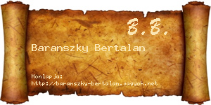 Baranszky Bertalan névjegykártya